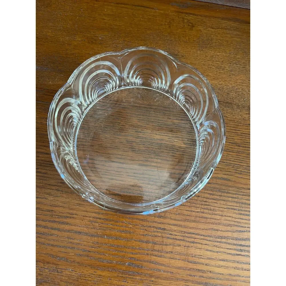 Vintage Art Deco Beveled Glass Scalloped Bowl Candy Dish 5.75